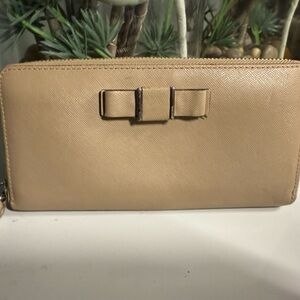 Coach Tan Leather Wallet with Bow Detail
